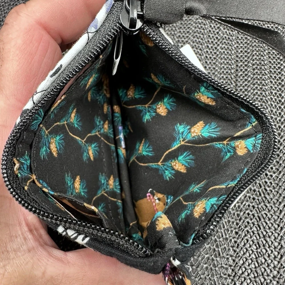 Vera Bradley Zip ID Case Merry Mischief Quilted Coin Purse Key Ring Wallet NWT